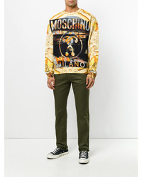 Мужские оливковые хлопковые брюки от Moschino