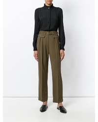 Женские оливковые шерстяные брюки от A.P.C.