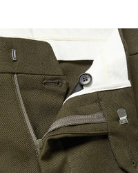 Мужские оливковые шерстяные классические брюки от Acne Studios
