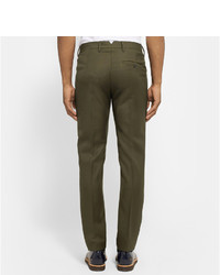 Мужские оливковые шерстяные классические брюки от Acne Studios
