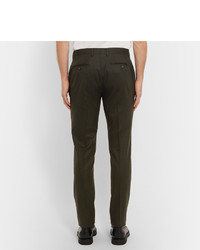 Мужские оливковые шерстяные классические брюки от Officine Generale