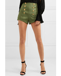 Женские оливковые шерстяные шорты от PIERRE BALMAIN