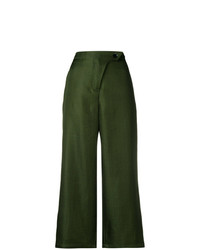 Оливковые широкие брюки от Christian Wijnants