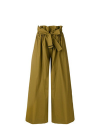 Оливковые широкие брюки от Erika Cavallini