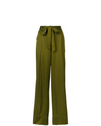 Оливковые широкие брюки от Josie Natori