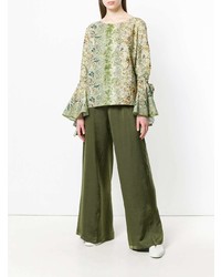 Оливковые широкие брюки от Black Coral