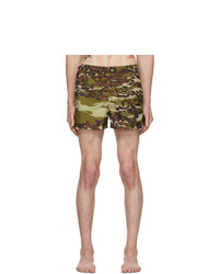 Оливковые шорты для плавания с камуфляжным принтом от Givenchy
