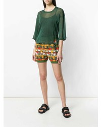 Женские оливковые шорты с принтом от Roberto Collina