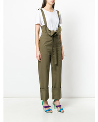 Оливковые штаны-комбинезон от Teija