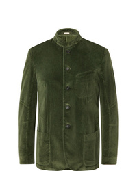 Мужской оливковый бархатный пиджак от Massimo Alba