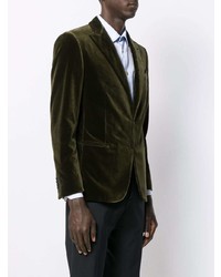 Мужской оливковый бархатный пиджак от Caruso