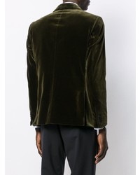 Мужской оливковый бархатный пиджак от Caruso