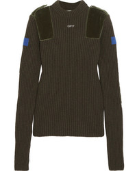 Женский оливковый бархатный свитер от Off-White