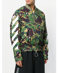 Мужской оливковый бомбер с камуфляжным принтом от Off-White