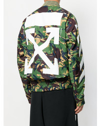 Мужской оливковый бомбер с камуфляжным принтом от Off-White