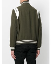 Мужской оливковый бомбер с принтом от Saint Laurent