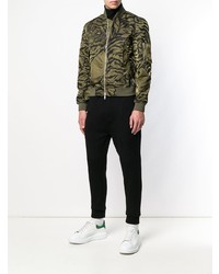 Мужской оливковый бомбер с принтом от Valentino