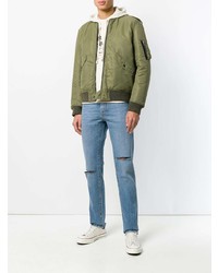 Мужской оливковый бомбер от Saint Laurent