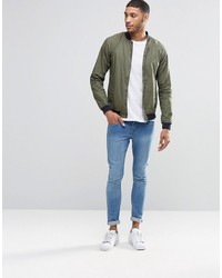 Мужской оливковый бомбер от Pull&Bear