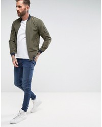 Мужской оливковый бомбер от Pull&Bear