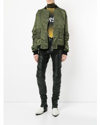 Мужской оливковый бомбер от Strateas Carlucci