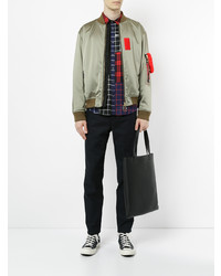 Мужской оливковый бомбер от Education From Youngmachines