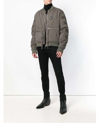 Мужской оливковый бомбер от Philipp Plein