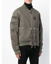 Мужской оливковый бомбер от Philipp Plein