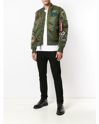 Мужской оливковый бомбер от Alpha Industries
