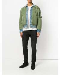 Мужской оливковый бомбер от Amiri