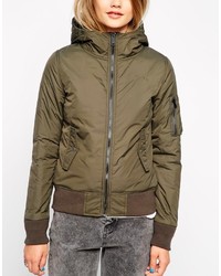 Женский оливковый бомбер от Schott NYC