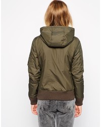 Женский оливковый бомбер от Schott NYC