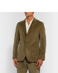 Мужской оливковый вельветовый пиджак от Caruso
