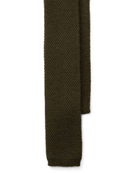 Оливковый вязаный галстук