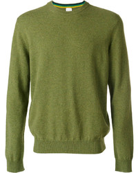 Мужской оливковый вязаный свитер с круглым вырезом от Paul Smith