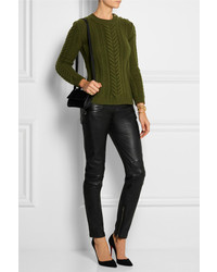 Женский оливковый вязаный свитер от Balmain