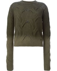 Женский оливковый вязаный свитер от Diesel