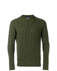 Мужской оливковый вязаный свитер от Drumohr