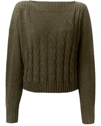 Женский оливковый вязаный свитер от Jean Paul Gaultier