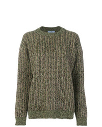 Женский оливковый вязаный свитер от Prada