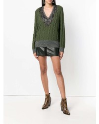 Женский оливковый вязаный свитер от Pinko