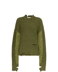 Оливковый вязаный свободный свитер от Ambush