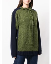 Оливковый вязаный свободный свитер от JW Anderson