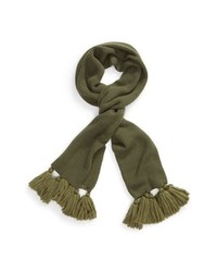 Оливковый вязаный шарф