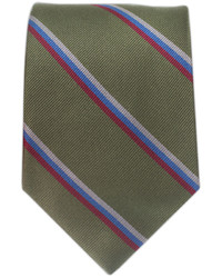 Оливковый галстук в вертикальную полоску