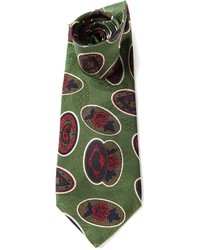Мужской оливковый галстук с "огурцами" от Valentino