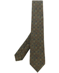 Мужской оливковый галстук с принтом от Kiton