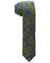 Оливковый галстук с цветочным принтом