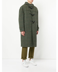 Мужской оливковый дафлкот с узором "в ёлочку" от We11done