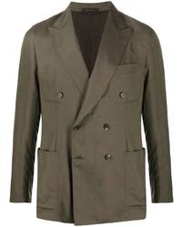 Мужской оливковый двубортный пиджак от Brioni